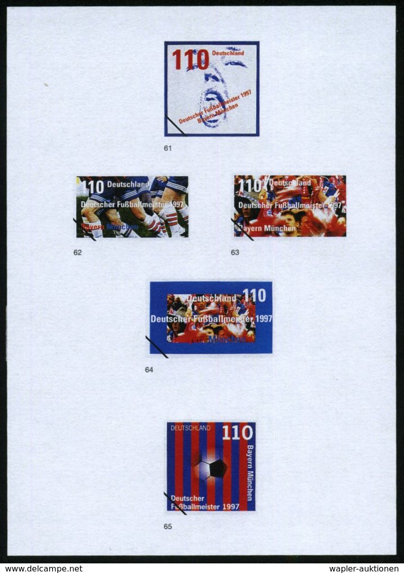 B.R.D. 1997 (Aug.) 110 Pf. "Deutscher Fußballmeister F.C. Bayern München", 79 verschied. Color-Entwürfe der Bundes-druck