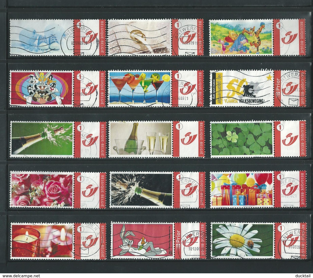 # Belgie - 15 X Duostamp - Mooi Lotje - Afgestempeld - Lot Nr. 1024 - Kilowaar (max. 999 Zegels)