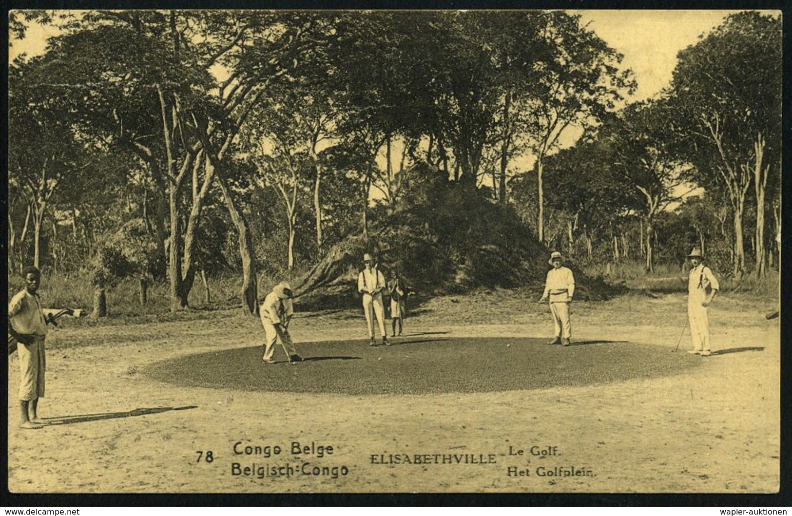 BELG.KONGO 1922 (8.7.) 30 C. BiP Palme, Rotbraun: Elesabethville Le Golf.. = Golfplatz , 1K: MATADI, Bedarfs-Übersee-Kt. - Golf