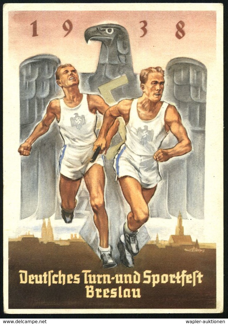 BRESLAU/ B/ Deutsches Turn-u.Sportfest 1938 (30.7.) SSt = Logo NSRfL (= N.O.K.) Auf EF 6 Pf. Turn- U. Sportfest (Mi.666  - Leichtathletik