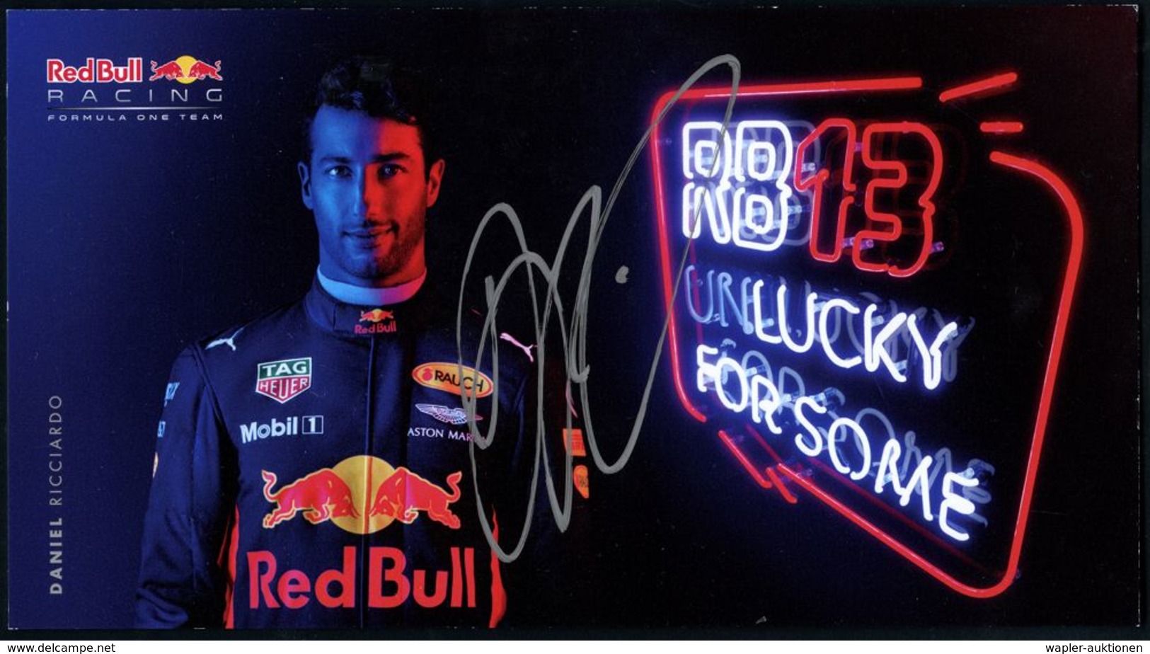 ÖSTERREICH /  AUSTRALIEN 2014 Color-Portrait-Karte "Red Bull" Mit Daniel Riccardo, Rs. Formel-I-Auto Von Red Bull + Orig - Automobile