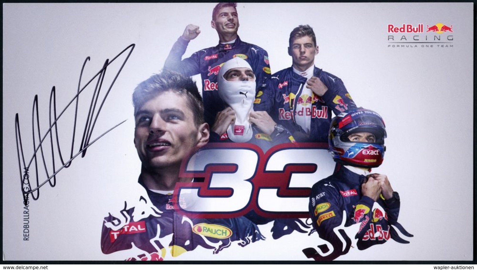 ÖSTERREICH /  BELGIEN 2016 Color-Portrait-Karte "Red Bull" Mit Max Verstappen, Formel I-Fahrer (mehrfach) + Orig. Signat - Automobile