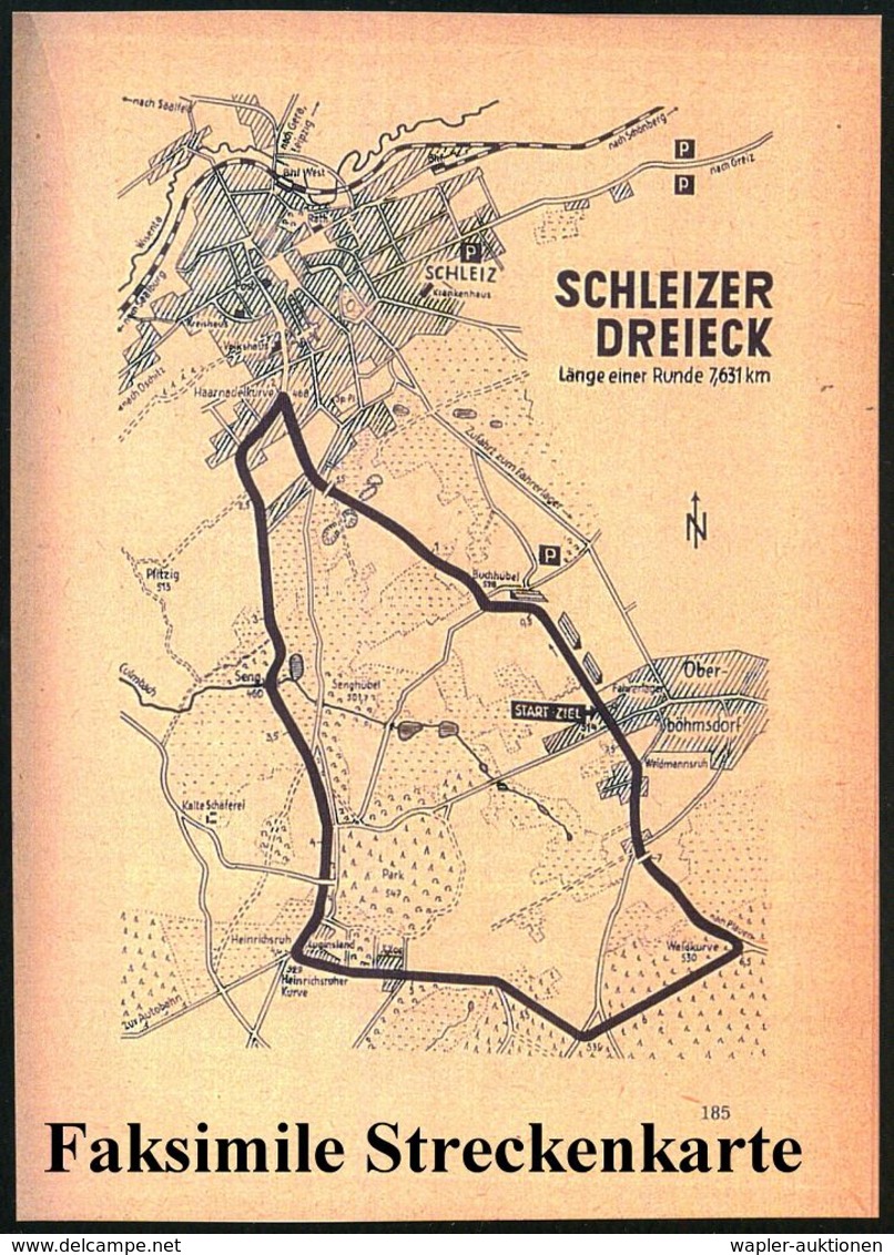 (15b) SCHLEIZ/ SCHLEIZER DREIECK RENNEN 1950 (23.7.) Seltener HWSt = Rennmotorrad (vor Dreieck) Motivgl. Color-Sonder-Kt - Moto