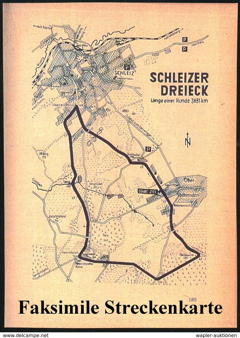 SCHLEIZ/ DREIECK/ RENNEN/ DEUTSCHLANDS/ ÄLTESTE/ MOTORRADRENNSTRECKE 1958 (4.7.) SSt In Dreieckform 2x + Seltener Wertze - Moto