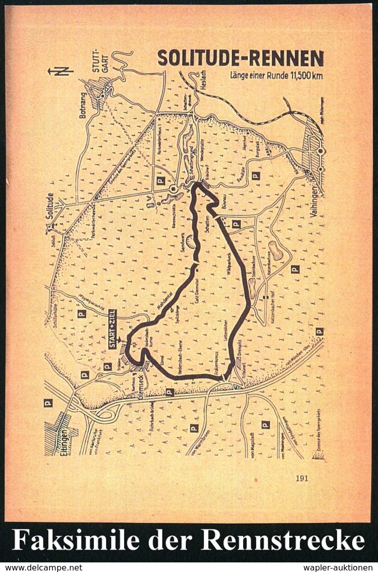 Stuttgart-Glemseck 1938 (31.7.) PP 1 Pf. Hindenbg. + 5 Pf. Adler: JNTERNAT. SOLITUDE-RENNEN 1937.. = Start Der Motorräde - Moto