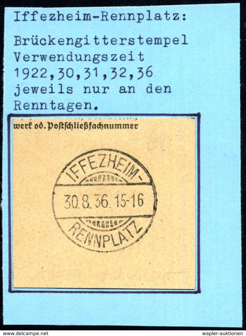 IFFEZHEIM-RENNPLATZ 1936/74 27 Verschiedene SSt Des Saison-Hauspostamtes Galopp-Rennbahn Etc. Aus N U R  Verschiedenen J - Hippisme