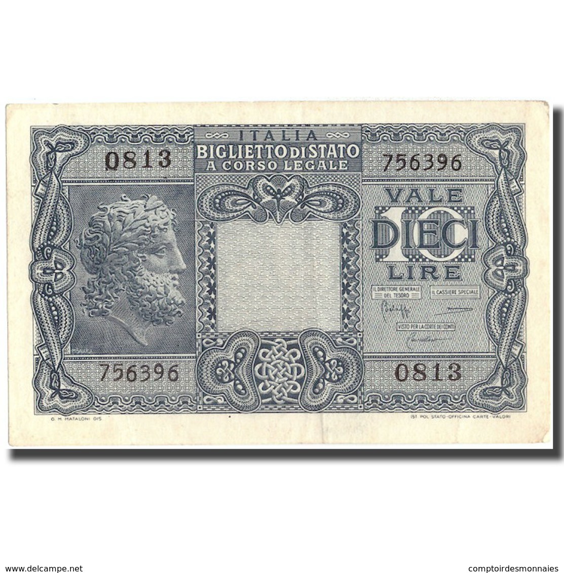 Billet, Italie, 10 Lire, 1944, 1944-11-23, KM:32c, SUP - Regno D'Italia – 10 Lire