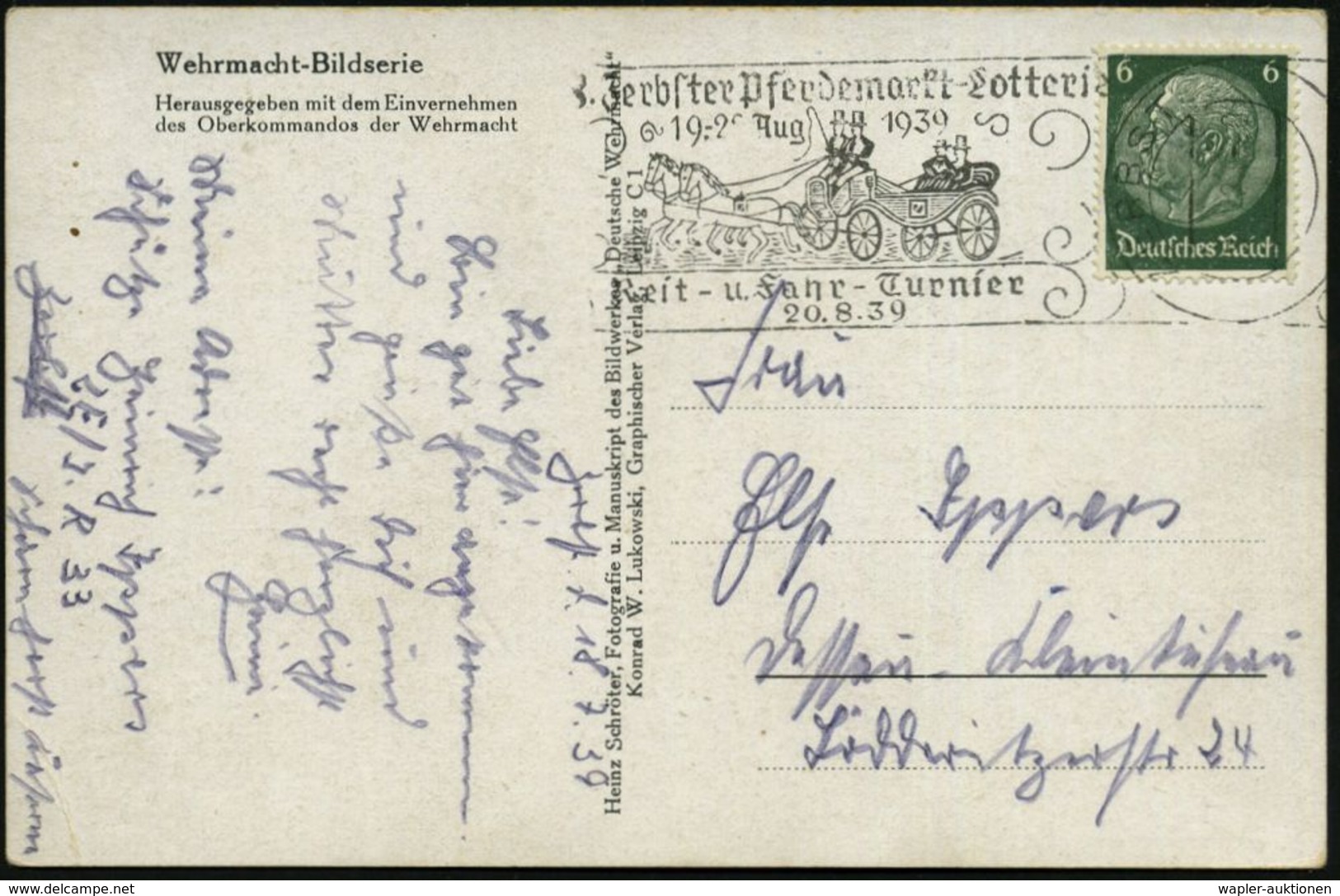 ZERBST/ 48.Zerbster Pferdemarkt-Lotterie/ 19.-22.Aug./ Reit-u.Fahrturnier 1939 (18.7.) Dekorativer, Seltener RoWSt = 2-s - Ippica