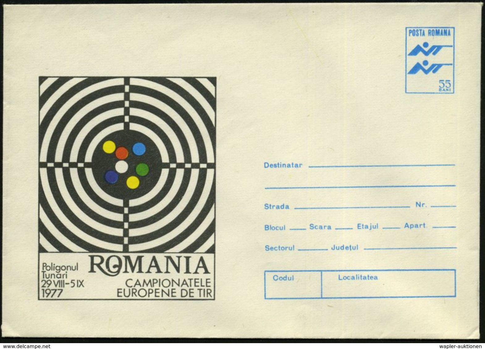 RUMÄNIEN 1977 55 B. Sonder-U.: "Schieß-EM In Rumänien" = Zielscheibe , Ungebr. (Mi.U 916) - - Tir (Armes)