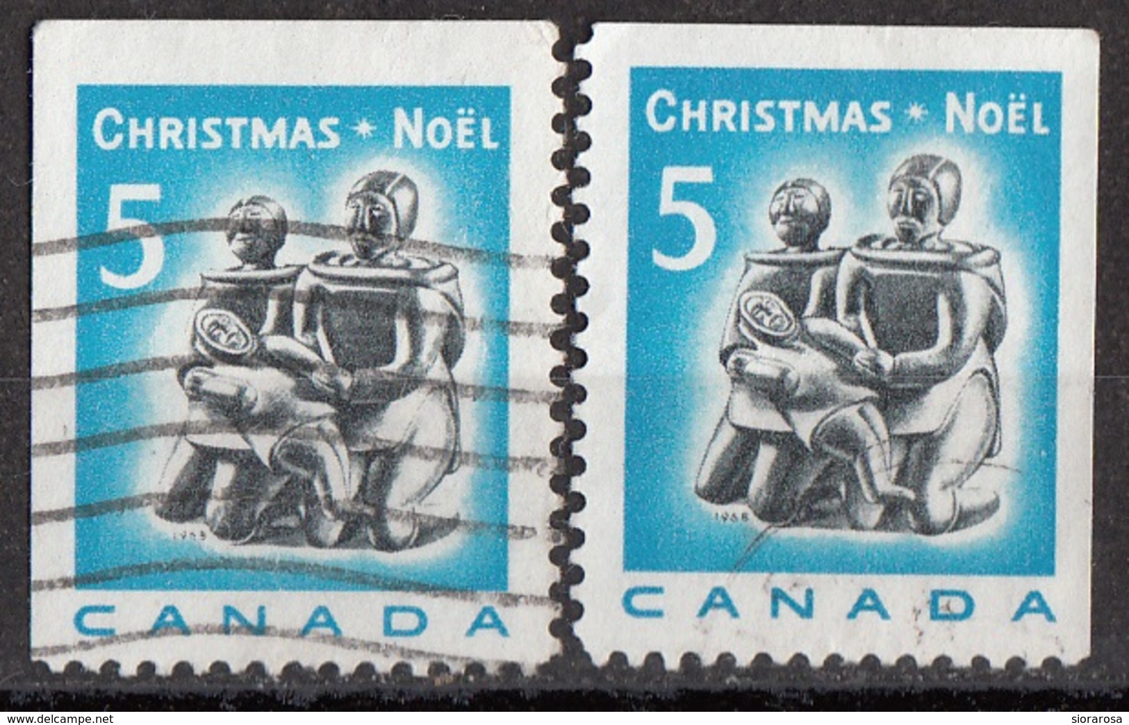 Canada 1968 Sc. 488 Christmas Natale Eskimo Family, Scultura In Avorio By Carving Used - Natale