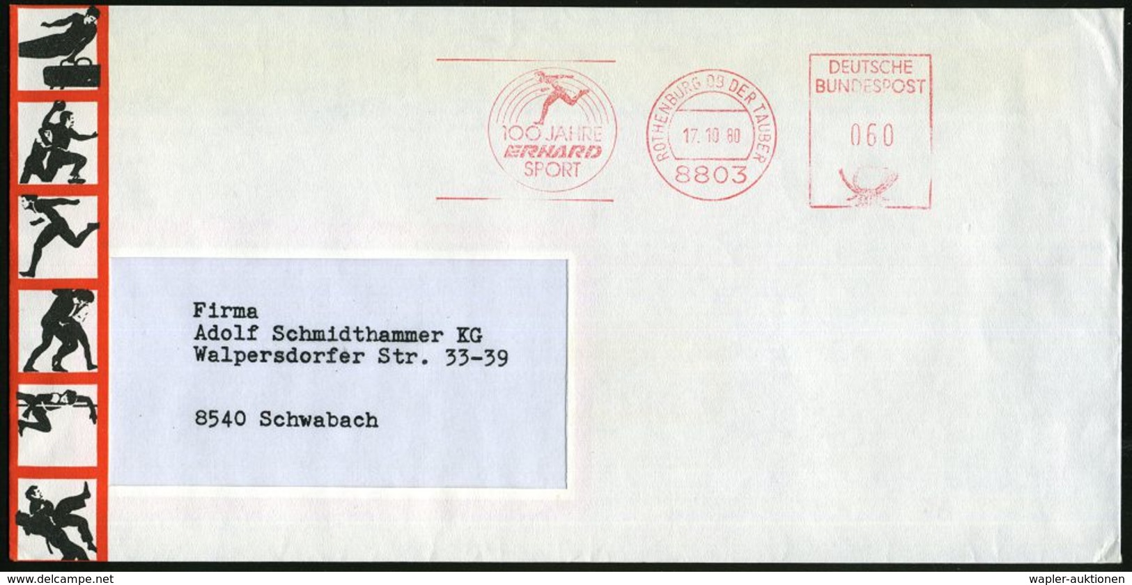 8803 ROTHENBURG OB DER TAUBER/ 100 JAHRE/ ERHARD/ SPORT 1980 (17.10.) Jubil.-AFS = Läufer , Dekorat. Reklame-Bf.: Div. S - Andere & Zonder Classificatie