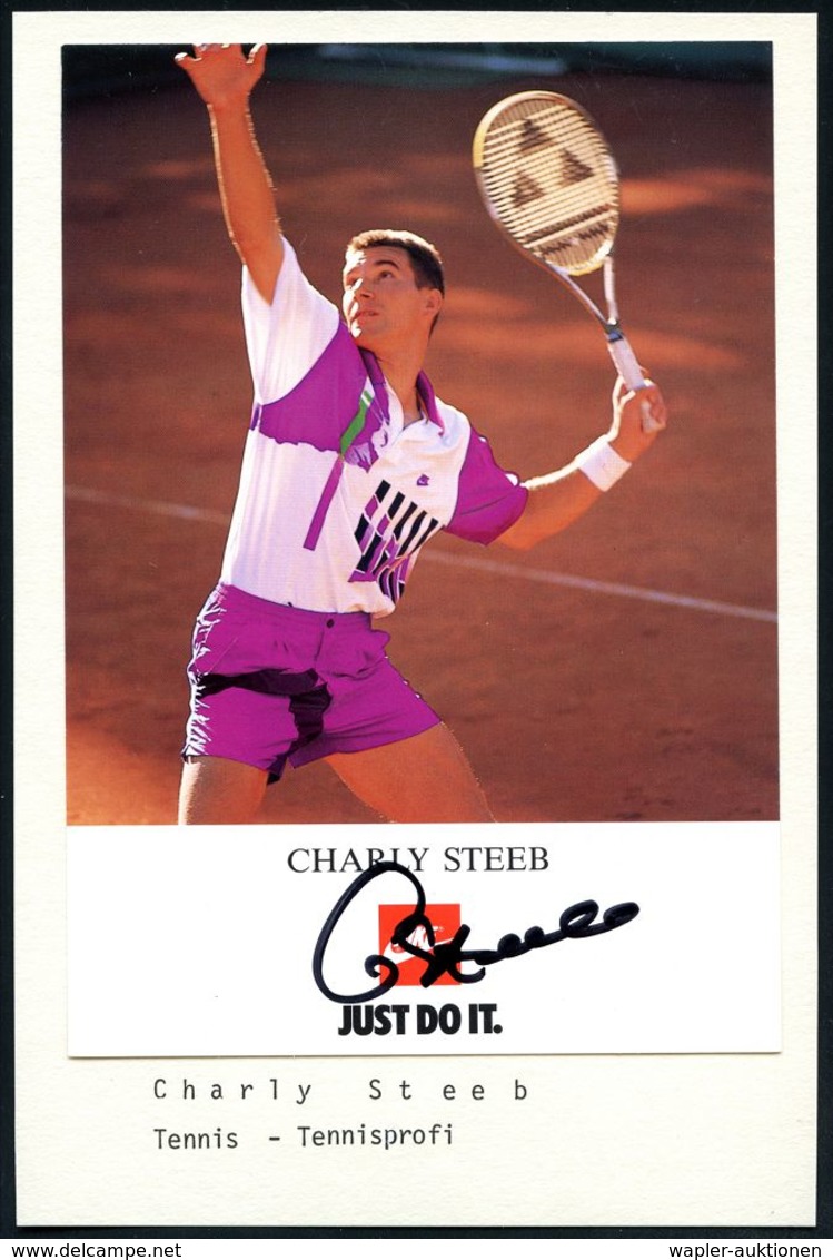 B.R.D. 1988 (ca.) Color-Reklame-Kt.: Carl-Uwe "Charly" Steeb + Orig. Autogramm: "C. Steeb" (* 1967) Deutscher Tennis-Pro - Tennis