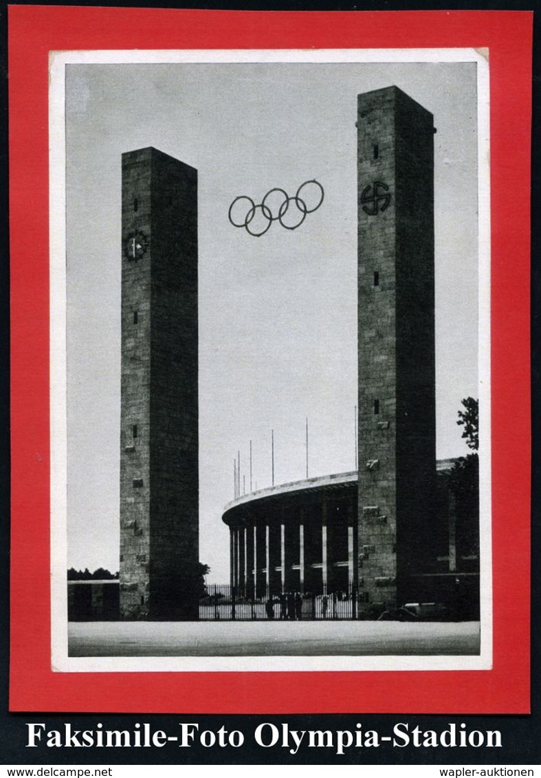 Berlin-Olympiastadion 1936 S/w.-Abb.: Trudi Meyer-Bauer (u. Deutsches Turnerinnenteam) + Hs. Abs.: Trudi Bauer (u. Ansch - Gymnastiek