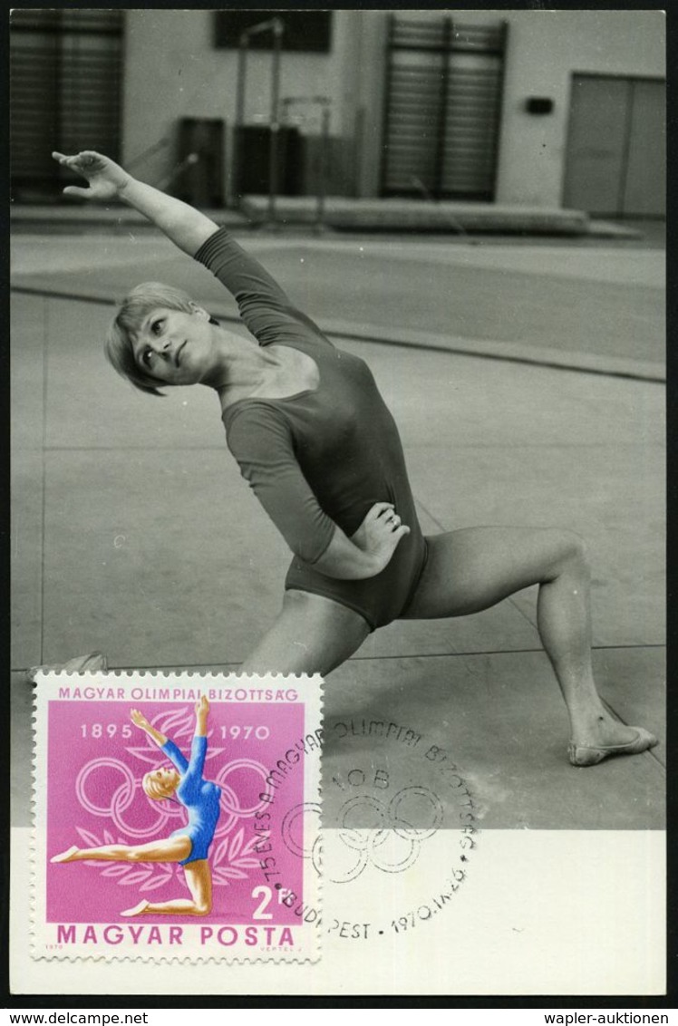 UNGARN 1970 (26.9.) Gez. 2 Ft. "75 Jahre Ungar. I.O.C." = Boden-Gymnastik + ET-SSt.: BUDAPEST (Olymp. Ringe) ET-Maximumk - Gymnastique