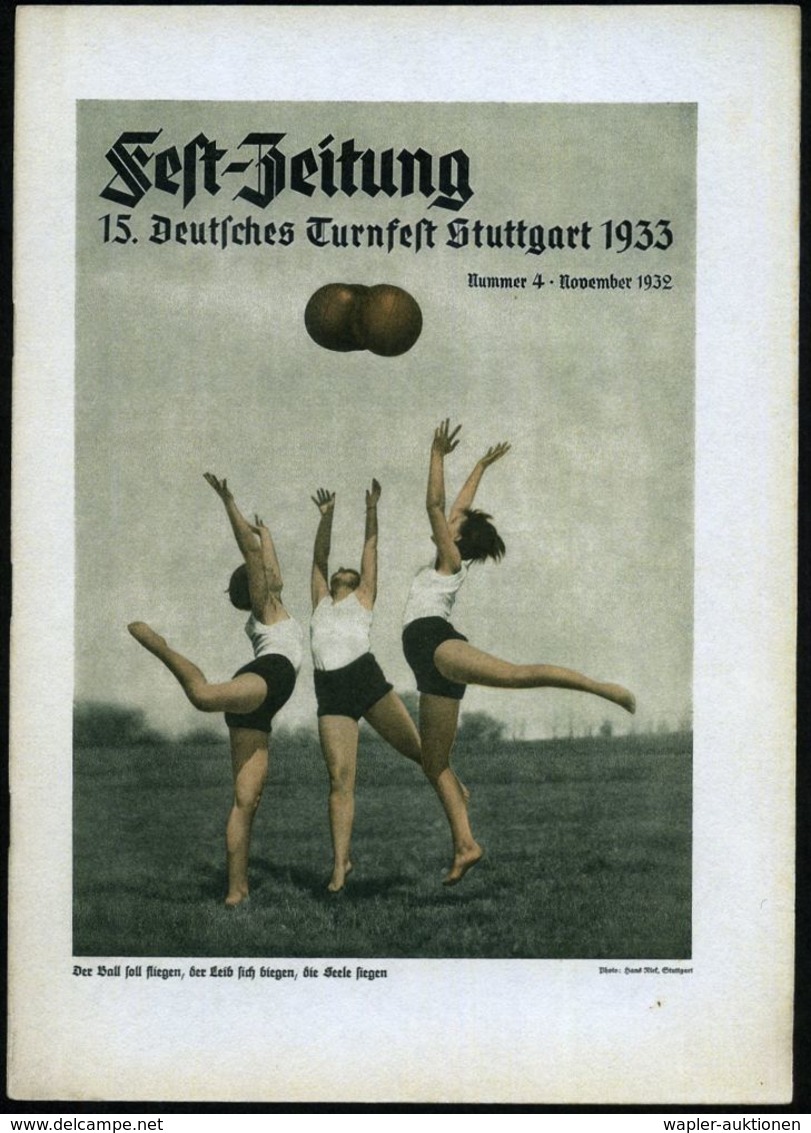 Stuttgart 1933 "Fest-Zeitung 15. Deutsches Turnfest Stuttgart 1933", Heft 1 Bis 15 Komplett Gebunden Im Leinenband Mit R - Gymnastiek