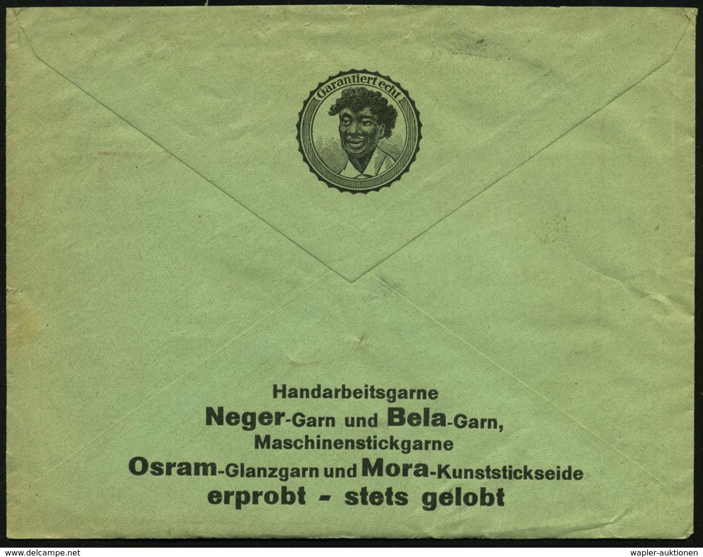 NEUKIRCHEN/ (PLEISSE)/ Gebr.Wolf/ Die Negergarn/ Garantiert Echt/ Negergarn U./ Belagarn/ Sind.. Farbecht 1938 (10.2.) S - UNO
