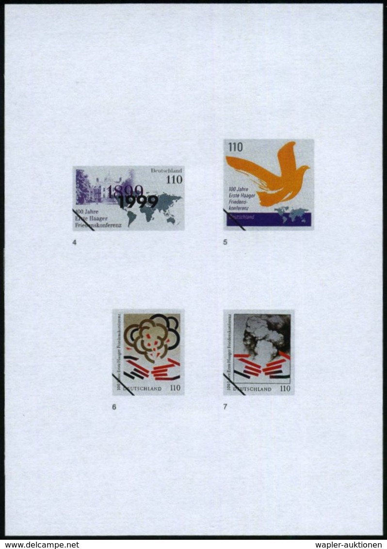 B.R.D. 1999 (Mai) 110 Pf. "100 Jahre I. Haager Friedens-Konferenz", 19 Verschied. Color-Alternativ-Entwürfe ("Haager Lan - ONU