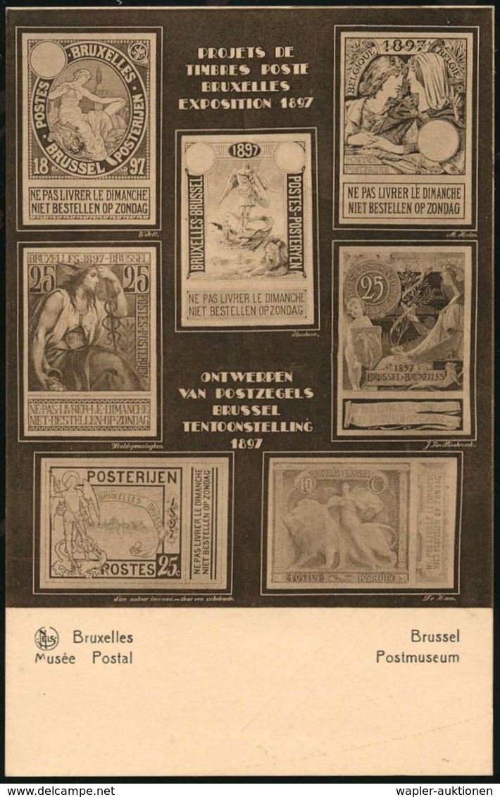 BELGIEN 1936 35 C. Sonder-BiP: Postmuseum Mit 7 Alternativ-Entwürfen Der Expo-Marken Von 1897 (2x St.Michael-Motive, Löw - Sonstige & Ohne Zuordnung