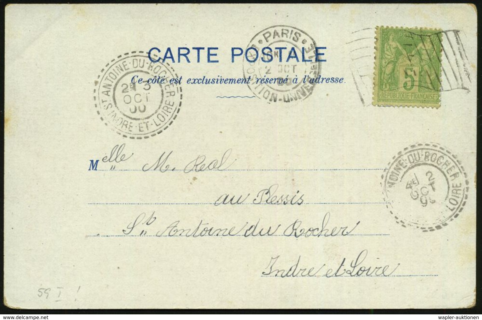 FRANKREICH 1900 (2.10.) FlaggenMaSt.: PARIS/EXPOSITION-UNIVERSELLE / R F (Flagge) Sauber Auf Color-Künstler-Ak.: Expo 19 - Sonstige & Ohne Zuordnung