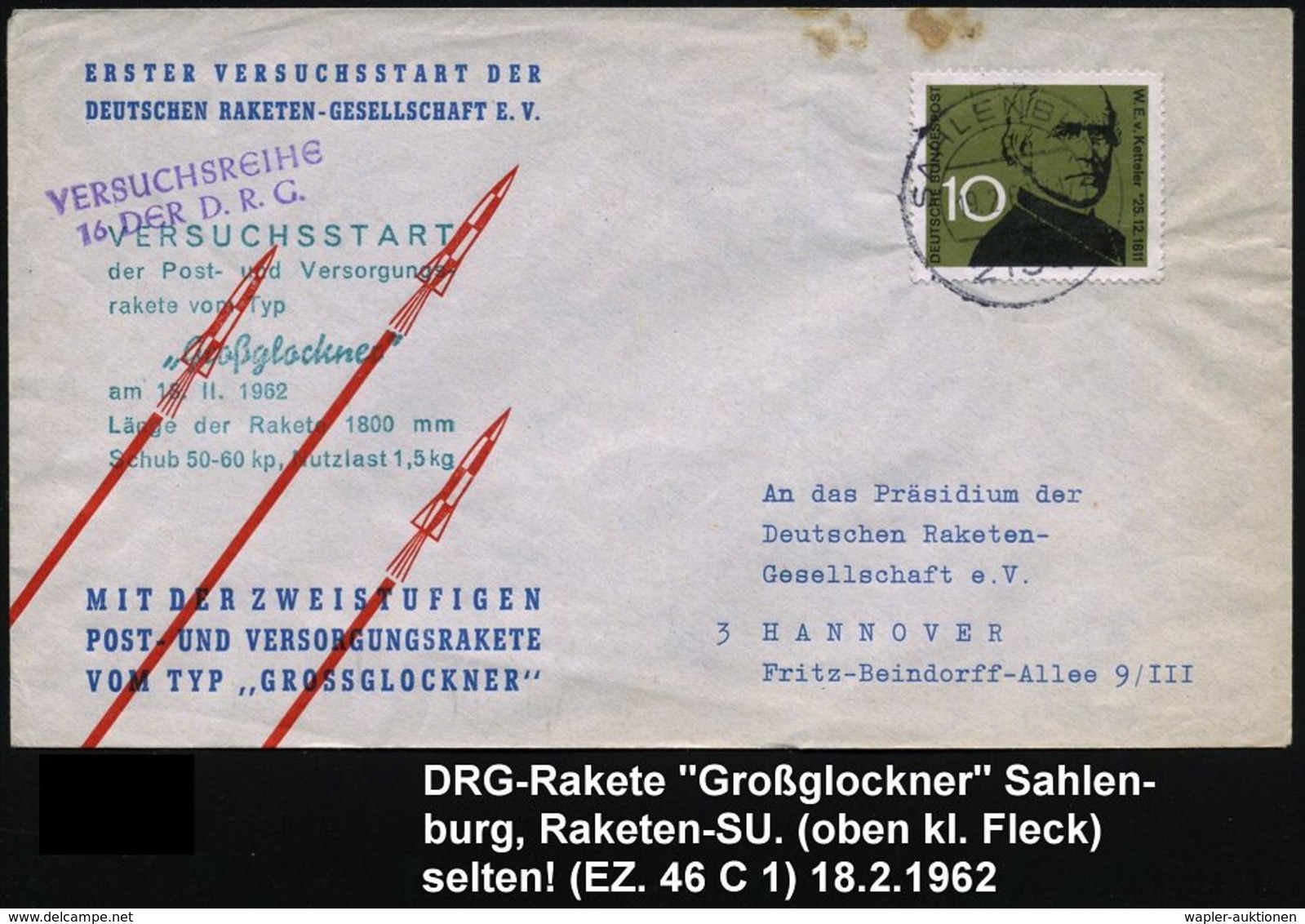 2191 SALENBURG/ C 1962 (19.12.) 1K + Viol. 2L: VERSUCHSREIHE/ 16 DER D.R.G. + Grüner HdN: VERSUCHSSTART/der Post- U. Ver - Other & Unclassified