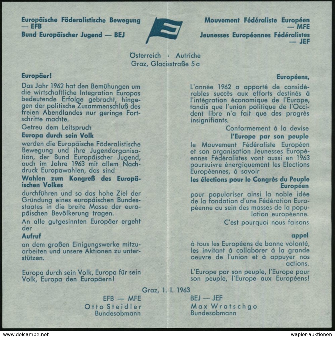 ÖSTERREICH 1963 (12.1.) Europa-Raketenflug Ing. F. Schmiedl, EF 5 S. Luposta + SSt.: NEUMARKT/STEIERMARK/3/ POST-RAKETEN - Altri & Non Classificati