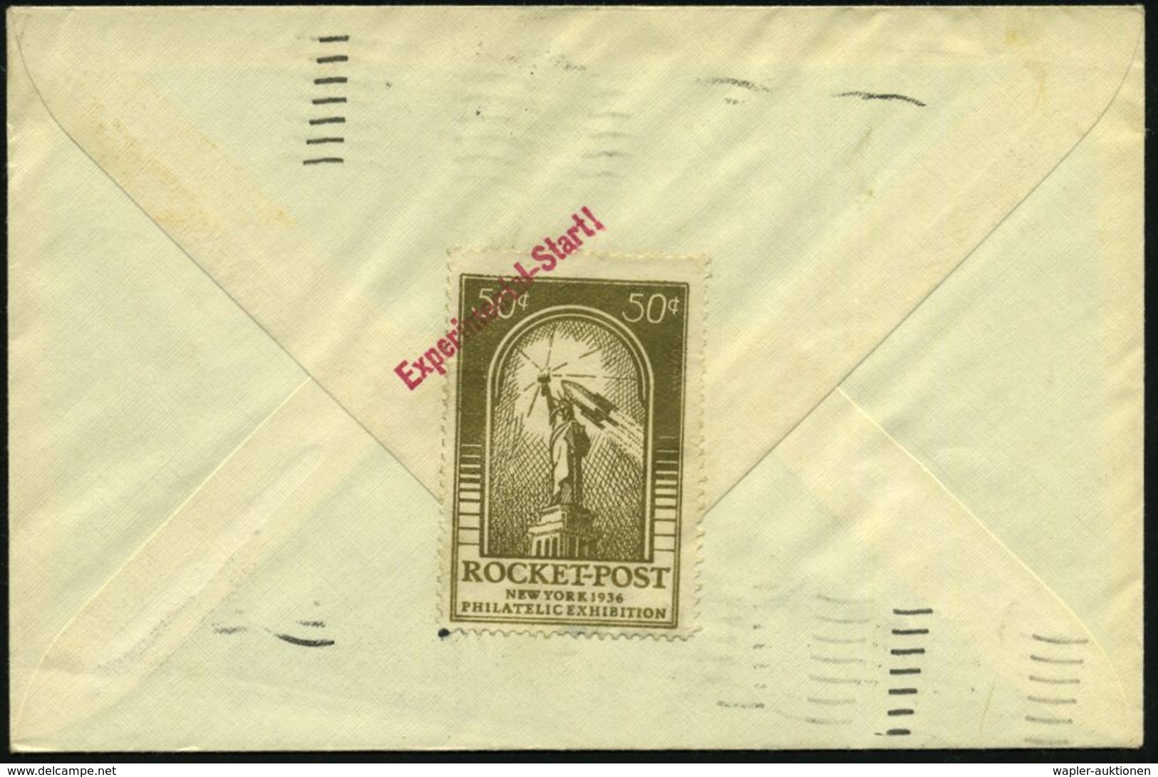 U.S.A. 1936 (4.6.) Raketenflug "National Stamp Exhibition New York", Raketenmarke 75 C. Rockefeller Center + Rs. 50 C. G - Altri & Non Classificati