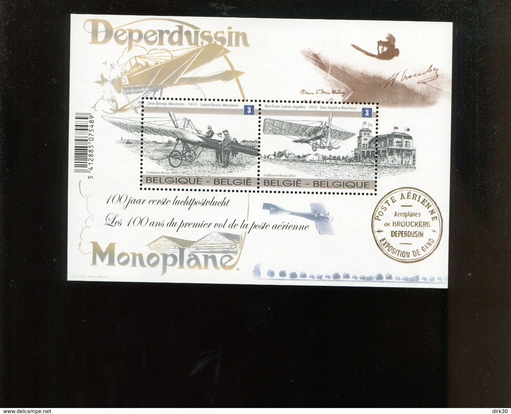 Belgie 2013 Blok Feuillet BL207 Airplane Crombez St Denijs Westrem Monoplane Deperdussin   MNH - 1961-2001