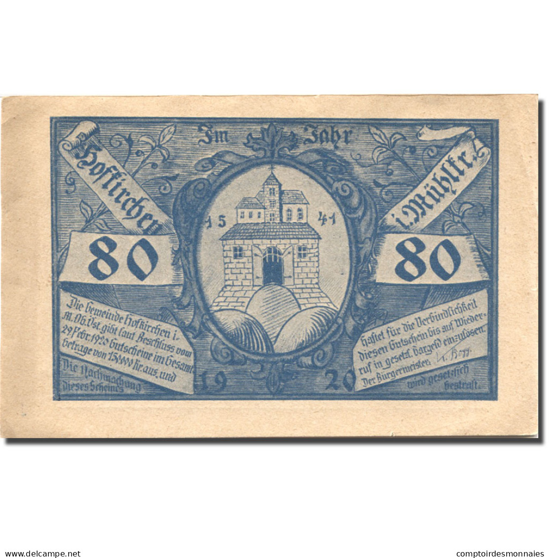 Billet, Autriche, Hofkirchen, 80 Heller, Château, 1920 SUP Mehl:FS 386Ia1 - Austria