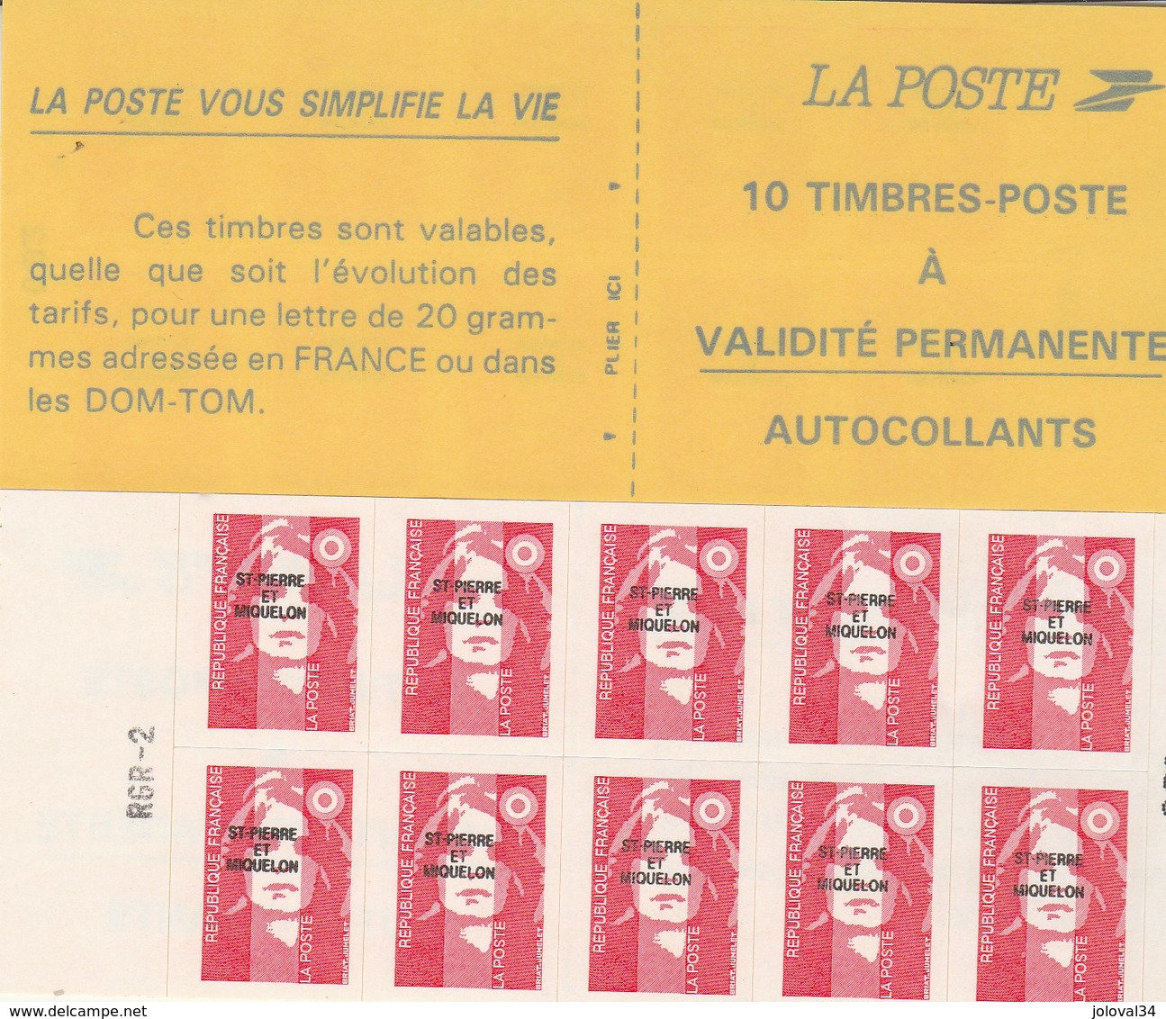 Saint Pierre Et Miquelon Yvert Carnet 590 ** Marianne Bicentenaire De Briat - Avec RGR 2 - Carnets