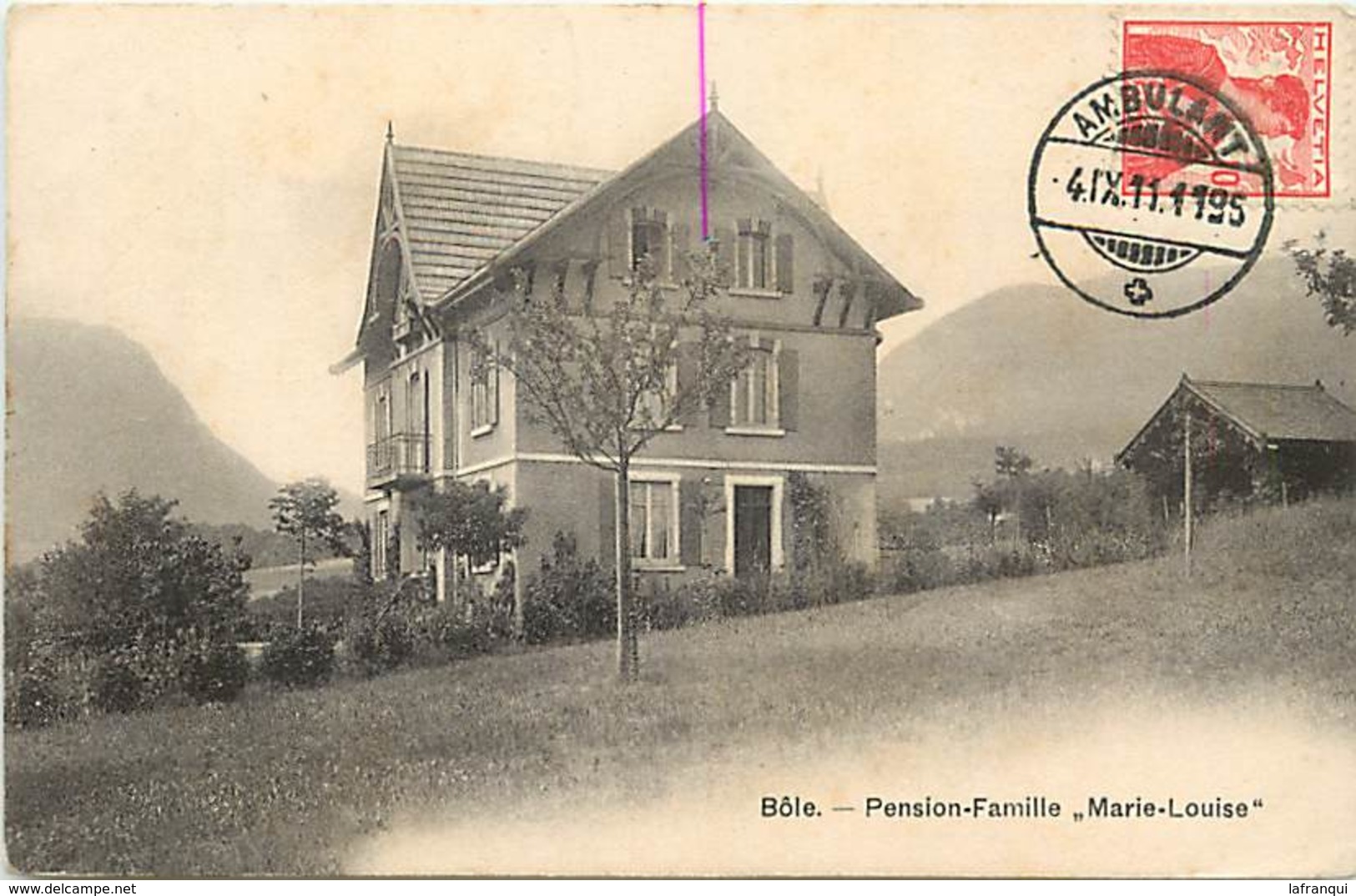 Pays Div -ref T597- Suisse - Bole - Pension Famille Marie Louise  - Cachets - Cachet Ambulant - - Bôle