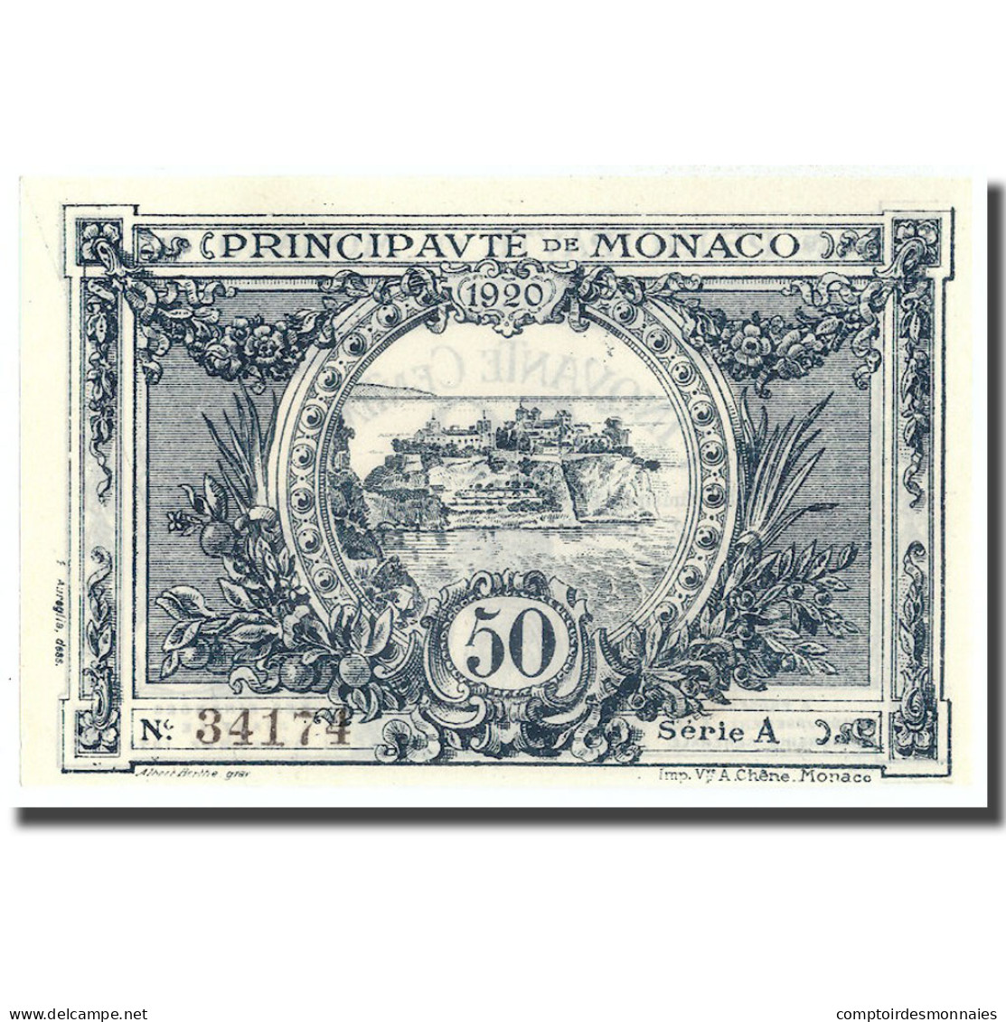 Billet, Monaco, 50 Centimes, 1920, 1920-03-20, KM:3a, NEUF - Monaco