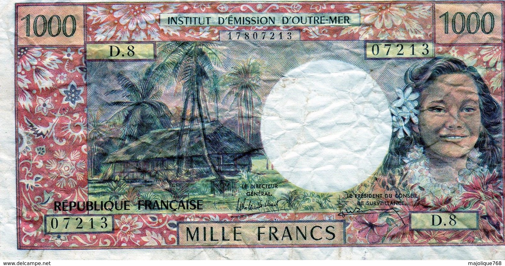 TAHITI-PAPEETE Billet 1000 Francs-1985- EN T T B Signature Billecart & Waitzeneg - Haïti