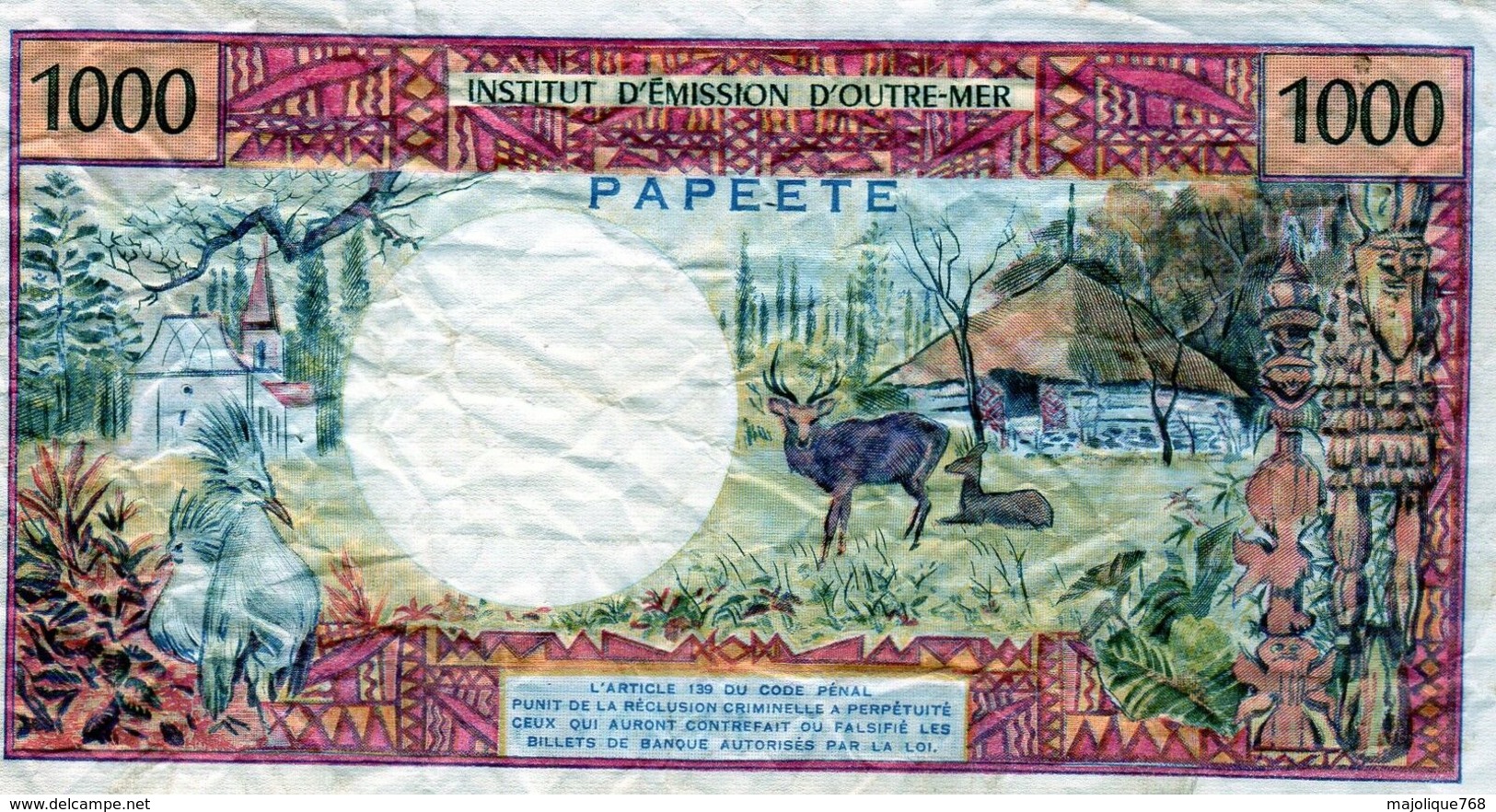 TAHITI-PAPEETE Billet 1000 Francs-1985- EN T T B Signature Billecart & Waitzeneg - Haïti