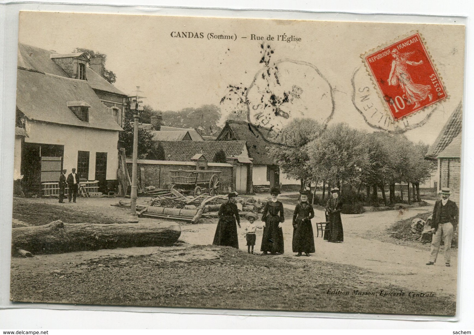 80 CANDAS Plutot RARE Animation Rue De L'Eglise CARTE MOLLE    D08 2019 - Autres & Non Classés