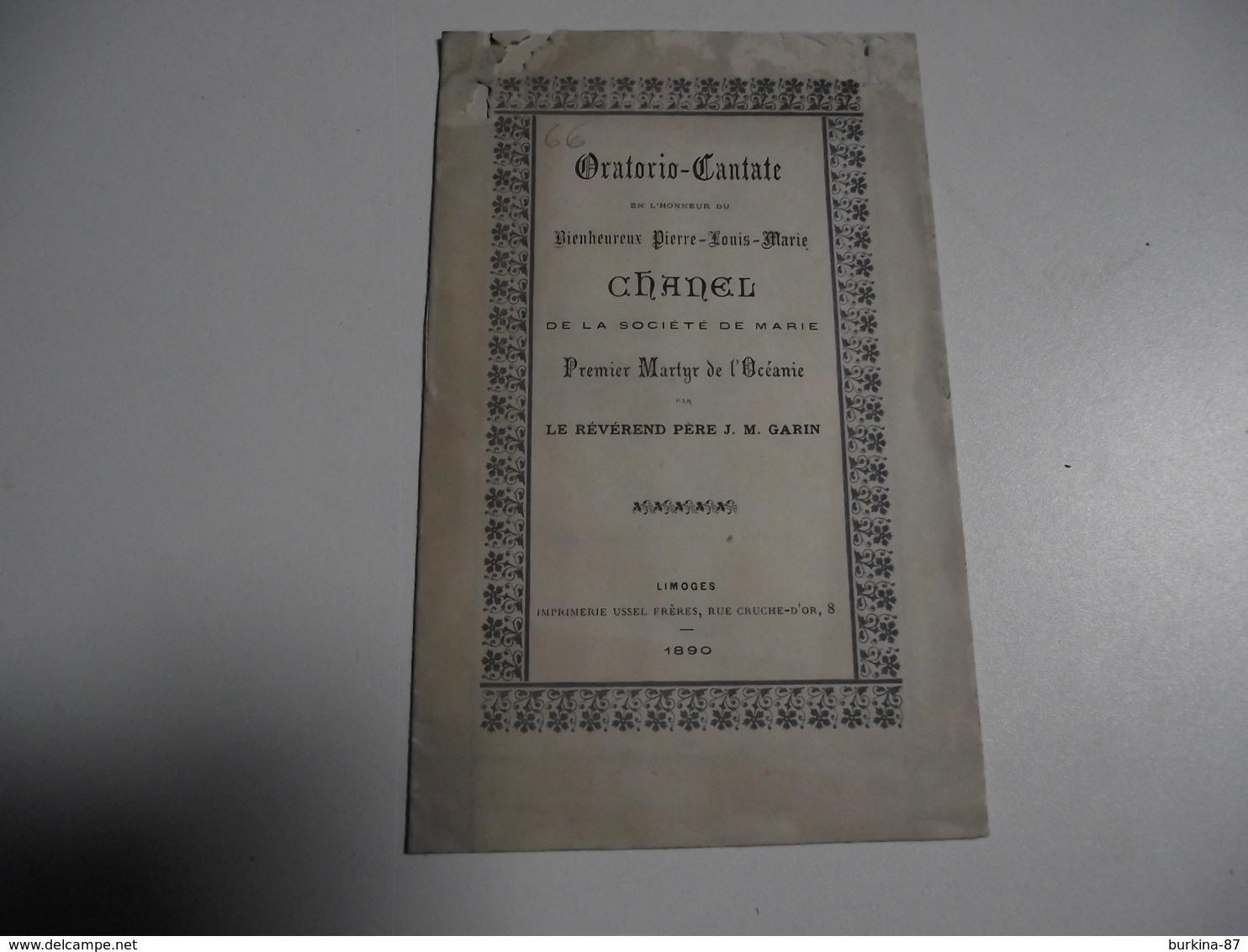 ECOLE ST MARTIAL, Limoges, Oratorio Cantate, Société De Marie 1890 - Religion & Esotérisme