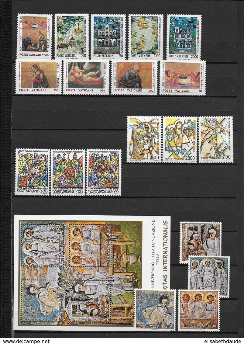 VATICAN - ANNEE 1990  ** - 19 VALEURS + 1 BLOC - COTE = 58.25 EUR. - Années Complètes