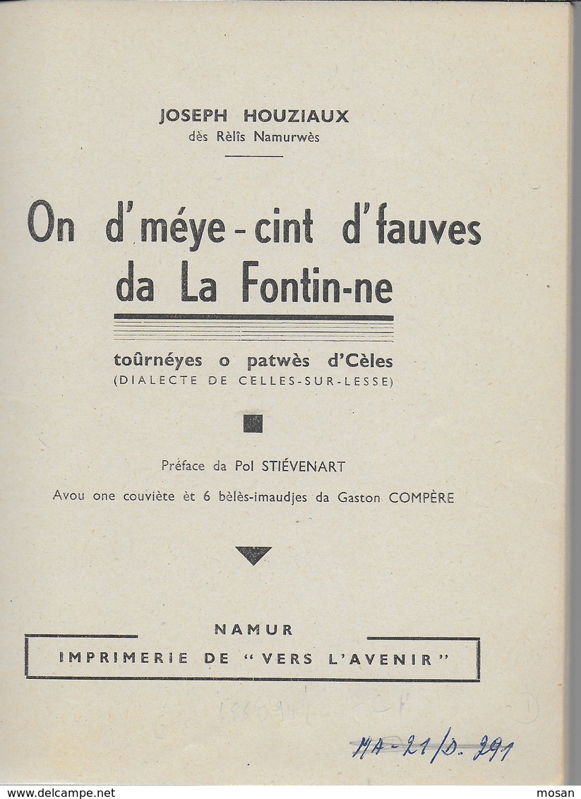 Wallon. Celles. Joseph Houziaux. Fables De La Fontaine. Dinant. Pol Stiévenart. - Belgique