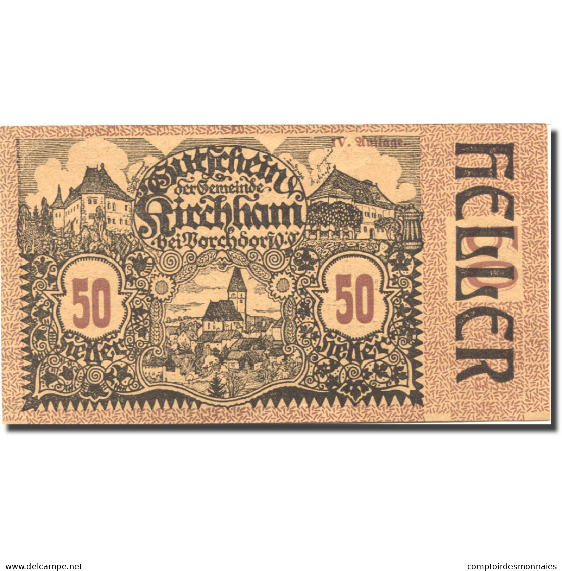 Billet, Autriche, Kirchham, 50 Heller, Château 1920-05-09, SPL Mehl:FS 446 - Autriche