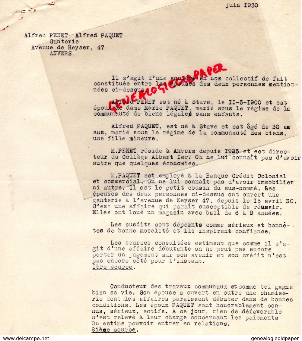 87- ST SAINT JUNIEN-BRUXELLES-RARE LETTRE AMBASSADE FRANCE GANTERIE ALFRED PENET PAQUET-ANVERS-VERGNIAUD RATINAUD 1930 - Old Professions