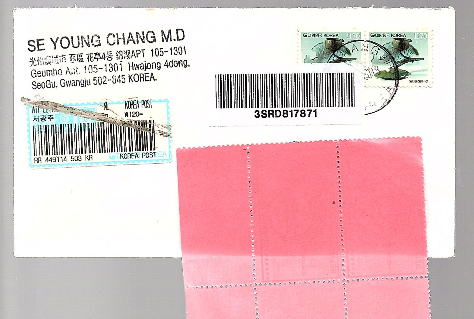 Bird Stamps + Label SeoGu, Gwangju  To Netherands (281) - Korea (Zuid)