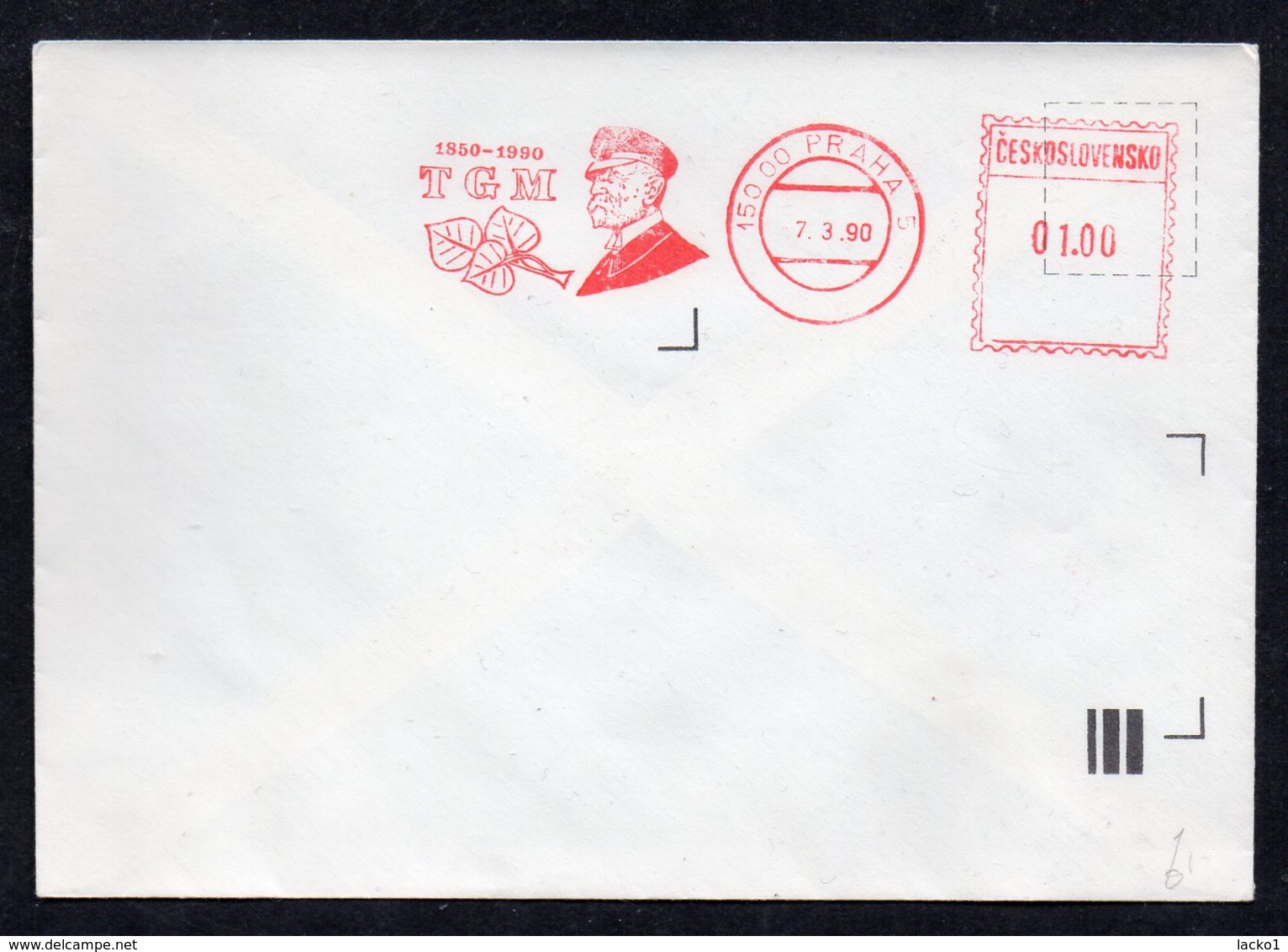 CZECHOSLOVAKIA  1990 ,  POSTMARK  T.G.MASARYK - Briefe