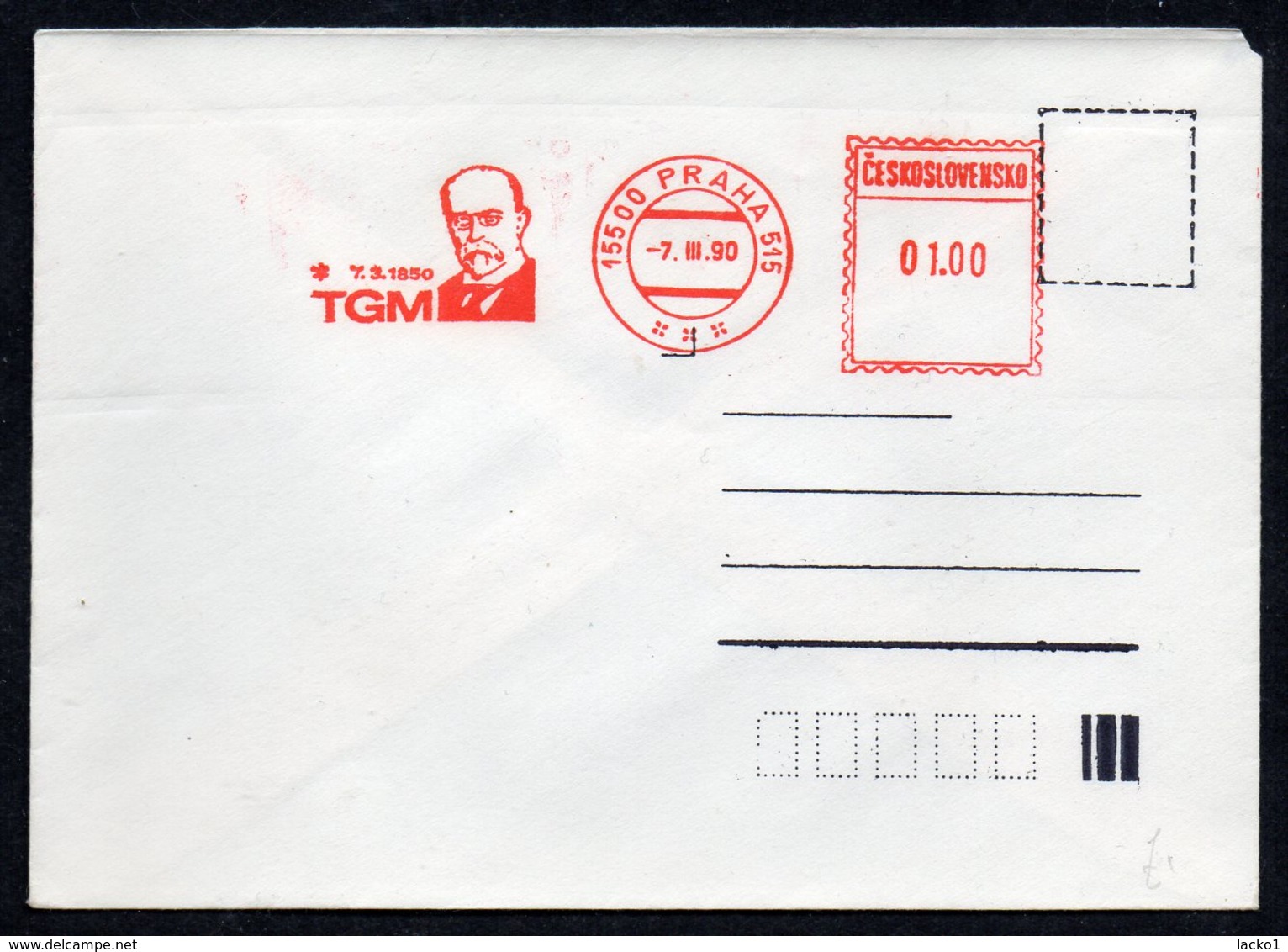 CZECHOSLOVAKIA  1990 ,  POSTMARK  T.G.MASARYK - Buste