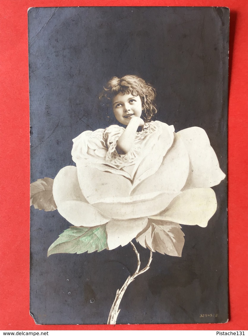 1906 - SURREALISME - JONG MEISJE IN EEN WITTE ROOS - JEUNE FILLE DANS UNE ROSE BLANCHE - Cartes Humoristiques