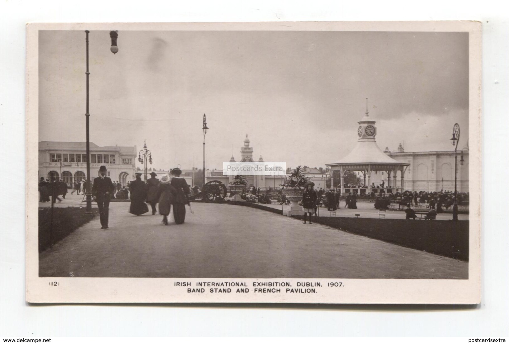 Irish International Exhibition, Dublin 1907 - Band Stand & French Pavilion - Old Real Photo Postcard - Exhibitions