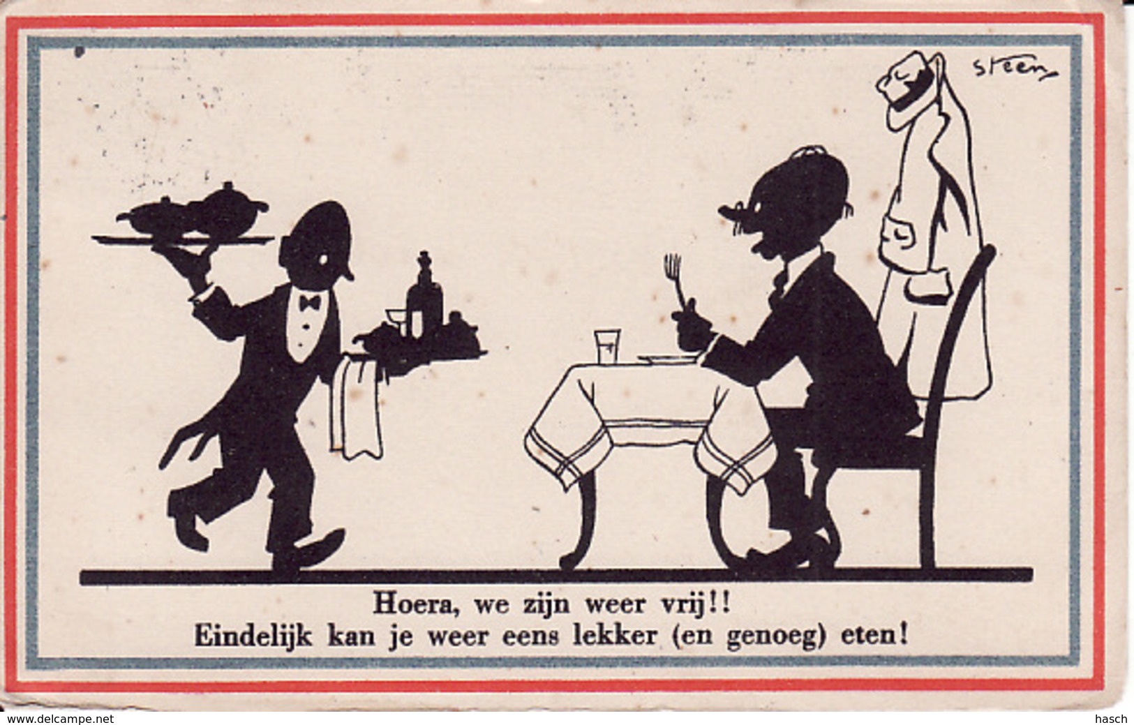 269655Hoera, We Zijn Weer Vrij !! Eindelijk Kan Je Weer Eens Lekker (en Genoeg) Eten! 1945 (Steen) (rechts Boven Een K - Guerra 1939-45