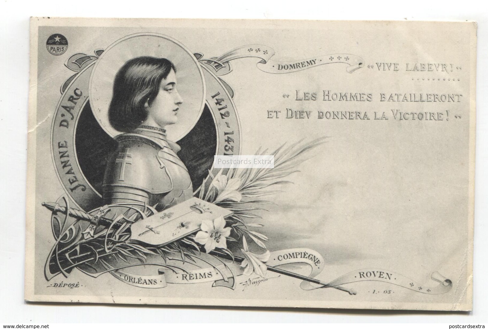 Jeanne D'Arc - Les Hommes Batailleront Et Dieu Donnera La Victoire - CPA De 1905, Joan Of Arc - Patriotic