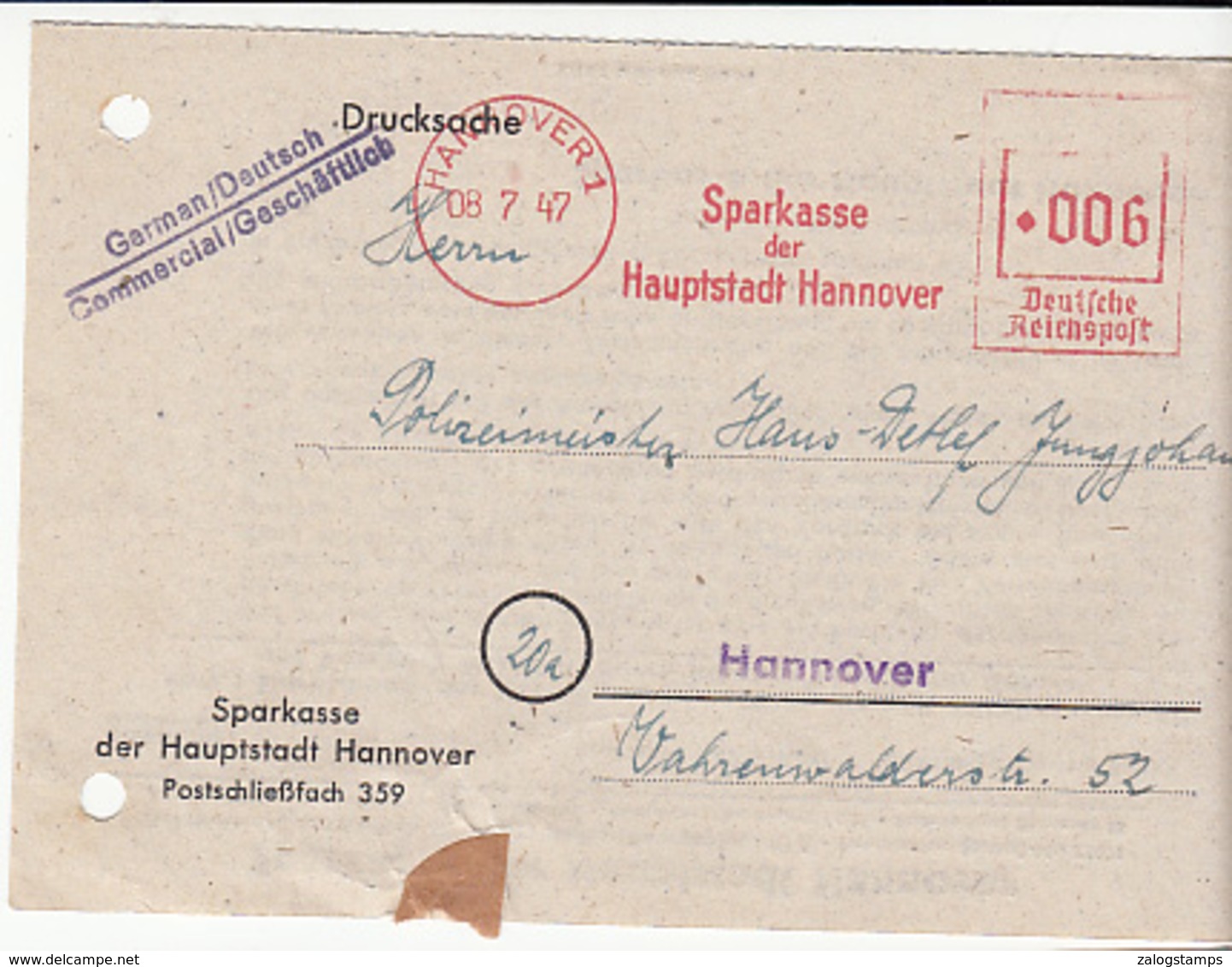 Germany Cover Meter Stamp, Official Mail     (A-3100-special-1)) - Covers & Documents