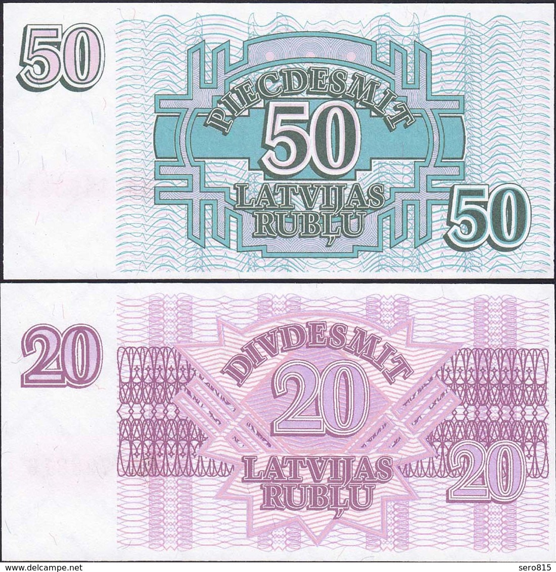 Lettland - Latvia 20 + 50 Rubel Banknoten UNC (1) 1992 Pick 39 + 40   (12971 - Lettonia