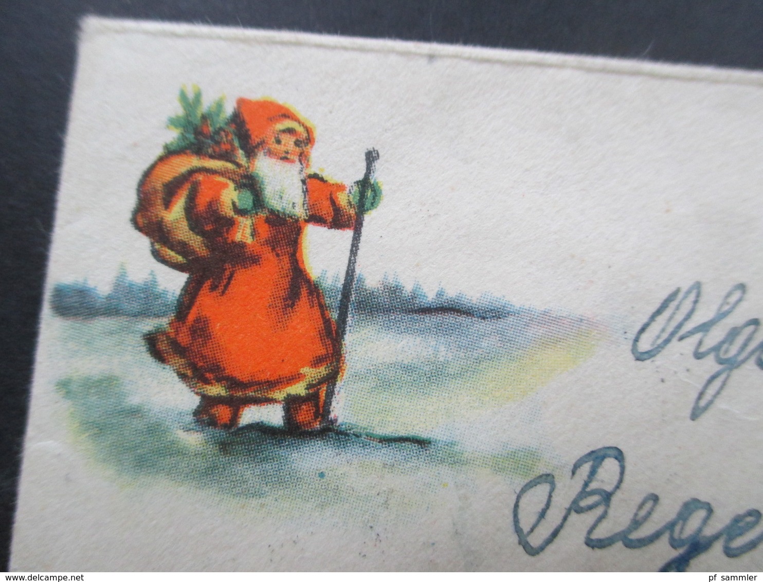 Rumänien 1950 / 60er Jahre Kleiner GA Umschlag Mit Bild Vom Weihnachtsmann / Nikolaus. Verwendet 1962 - Lettres & Documents