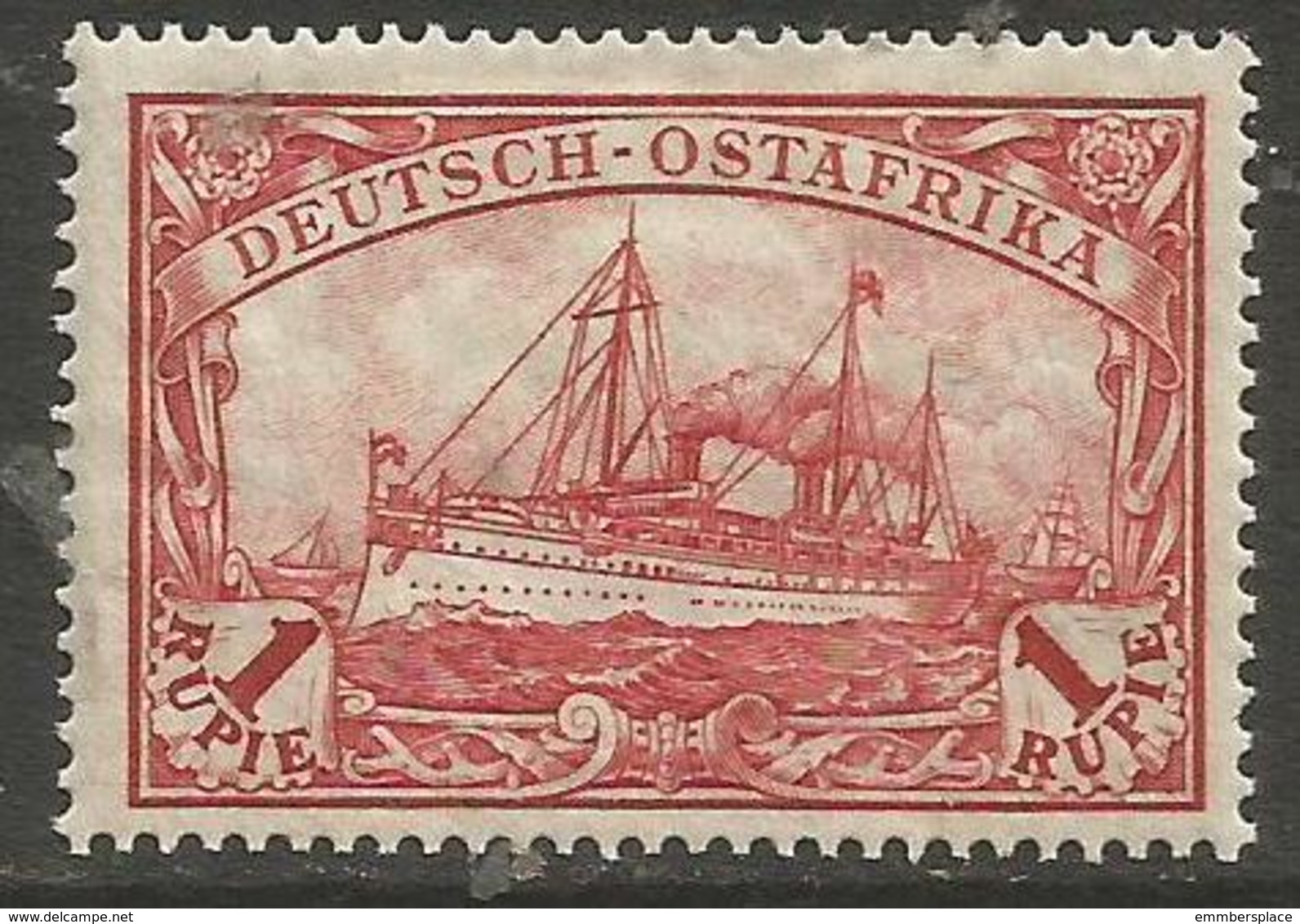 German East Africa - 1915 Kaiser's Yacht 1r Mint Hinged *   Sc 39 - German East Africa